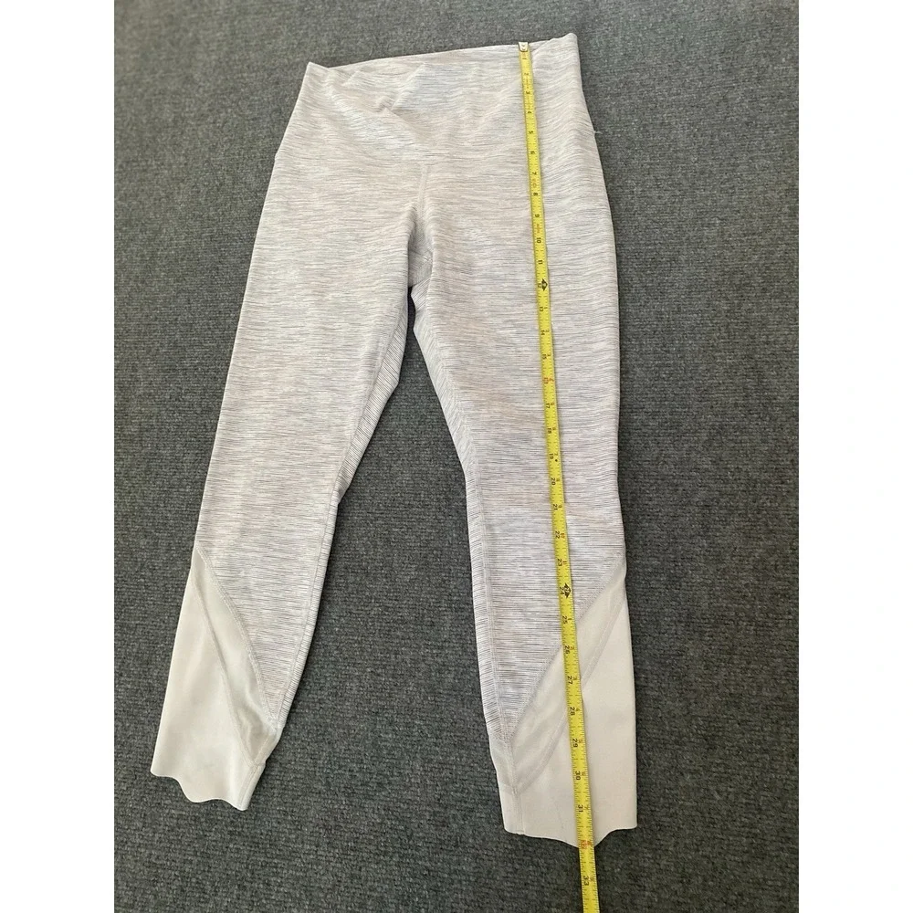 Lululemon Leggings Wunder Under Crop Scallop Hem Gray White Stripes No Tag